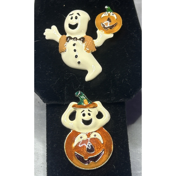 Halloween Ghost & Pumpkin Enamel Pins Bundle New, Cute Ghosts Jack‑O‑Lanter Lot - Picture 2 of 12